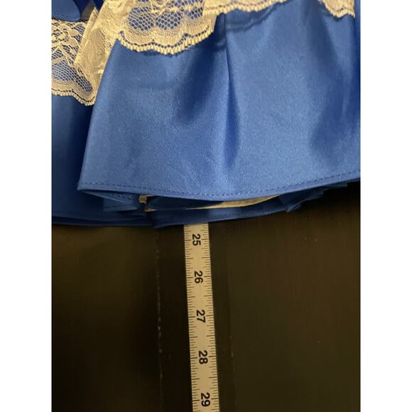 Vintage Marthas Miniatures Girls Dress Size 4T Blue Satin Ruffle Lace Pageant - Picture 7 of 8